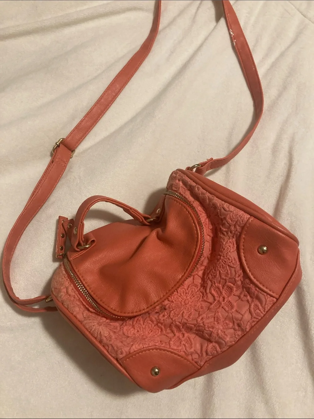 New Look Coral Lace Crossbody Bag